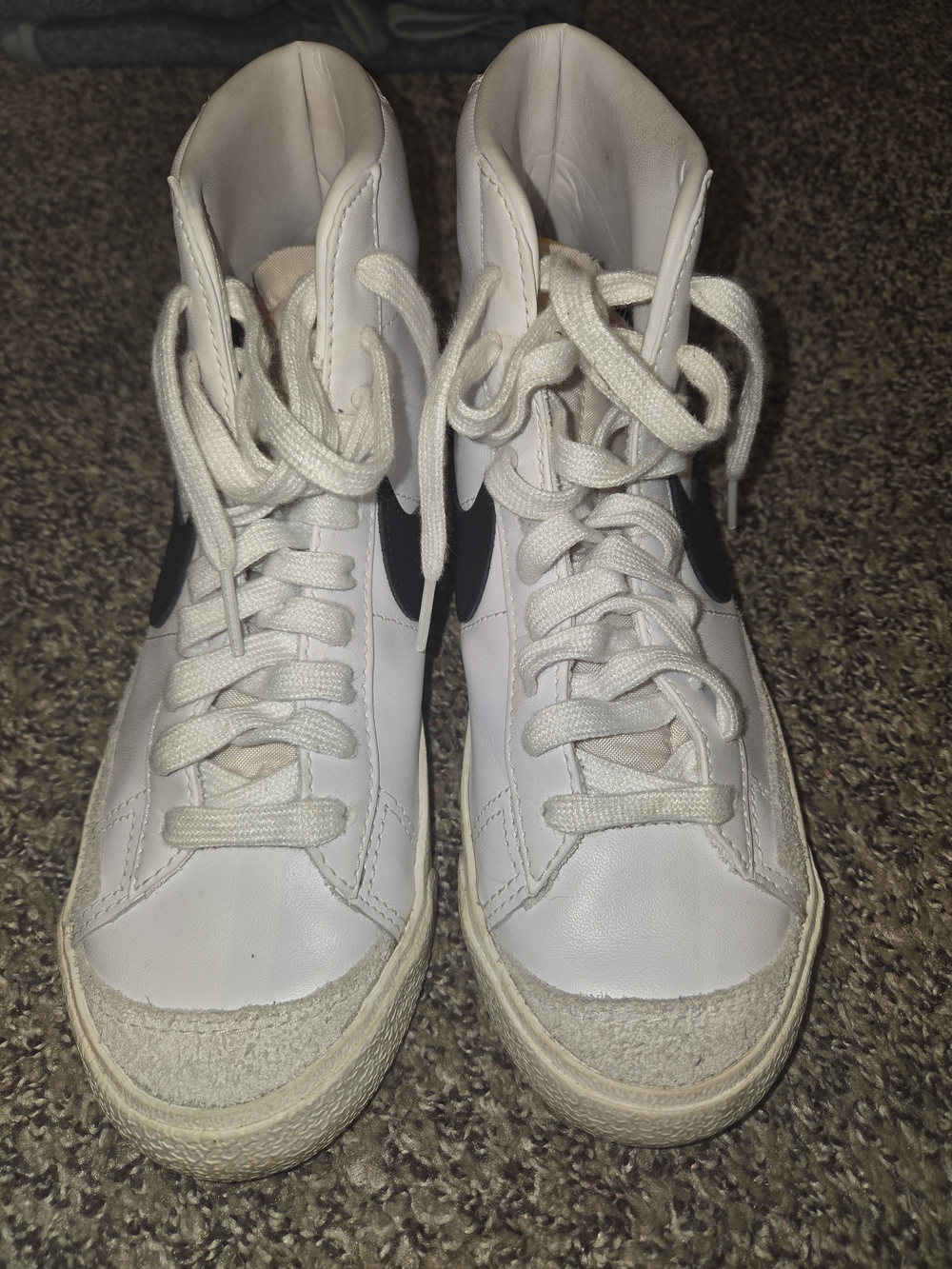 Nike Women's White Sneakers with Black Swoosh